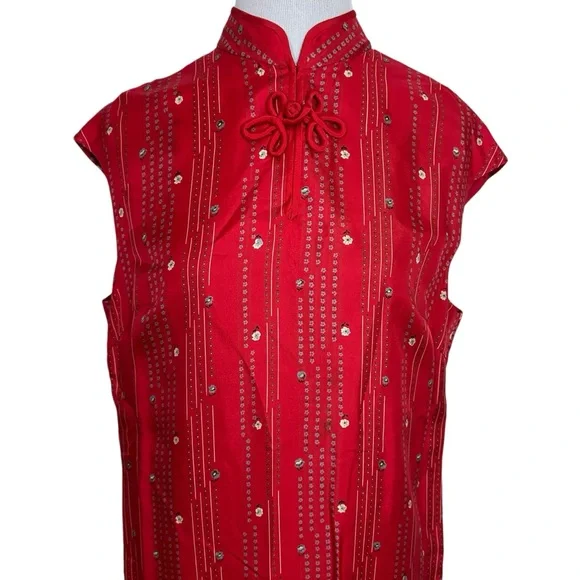 VINTAGE JANES CHEN Red Cheongsam Dress - Picture 3 of 10